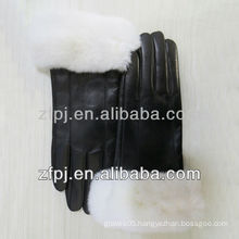 Sexy Lambskin Gloves with fox feather